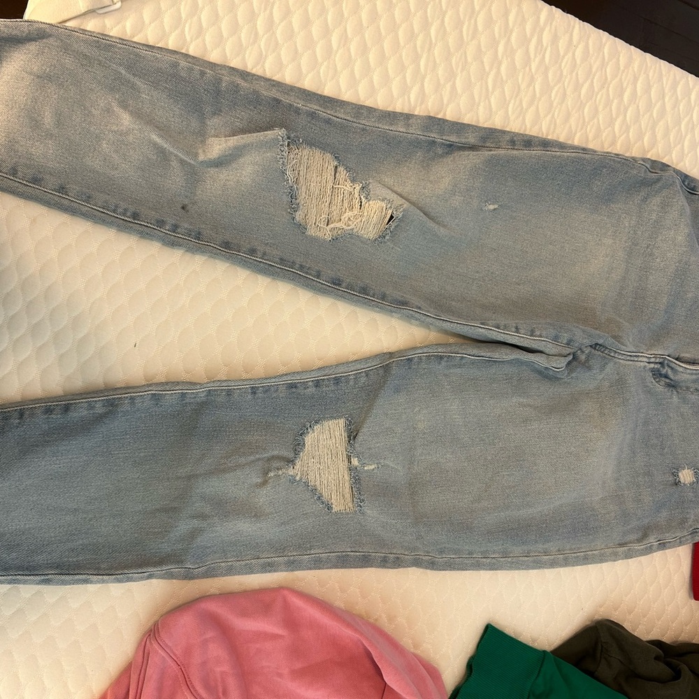 Distressed Light Blue Jeans